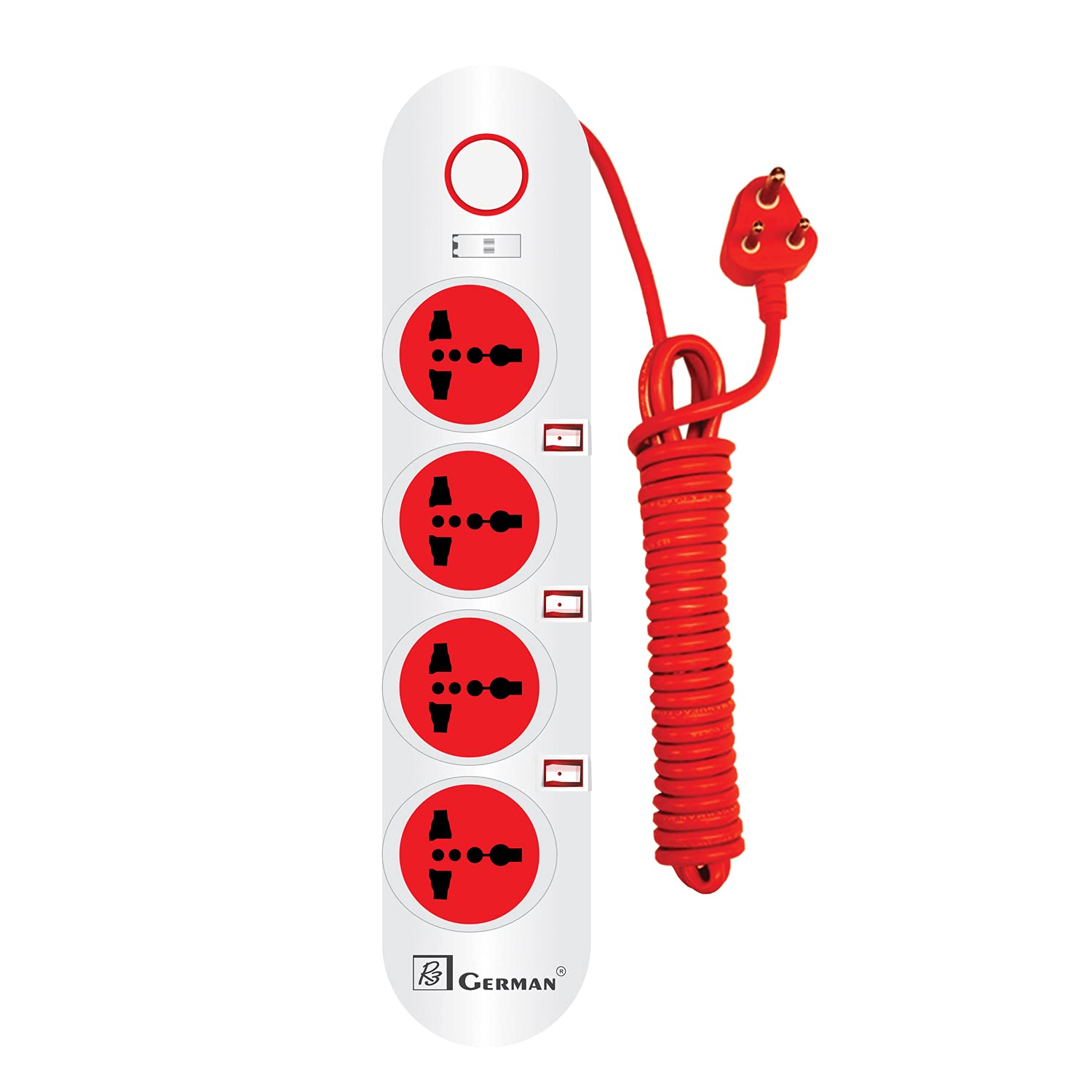 R3 GERMAN Power Spike Guard, Strip Surge Protector with Master Switch and Outlets, Heavy Duty Extension Cord for Home, Office, Travel, Laptop & Phone Charging Bricks (3 Meter Wire)