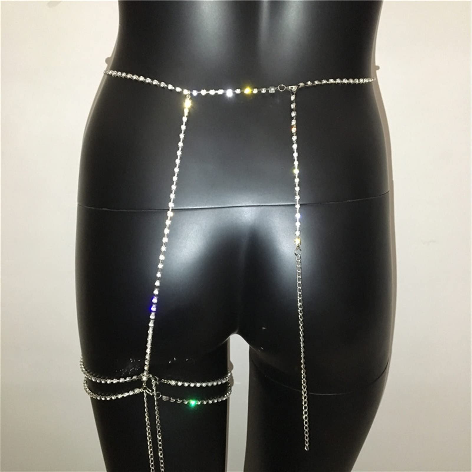Damskie Łańcuchy nadwozia/Body Chain Seksowny Metalowy łańcuszek Hollow Out Kryształ górski Patchwork Zakrycie talii Łańcuszek na nogę Muzyka Festiwal Akcesoria Łańcuchy nadwozia Łańcuchy talii