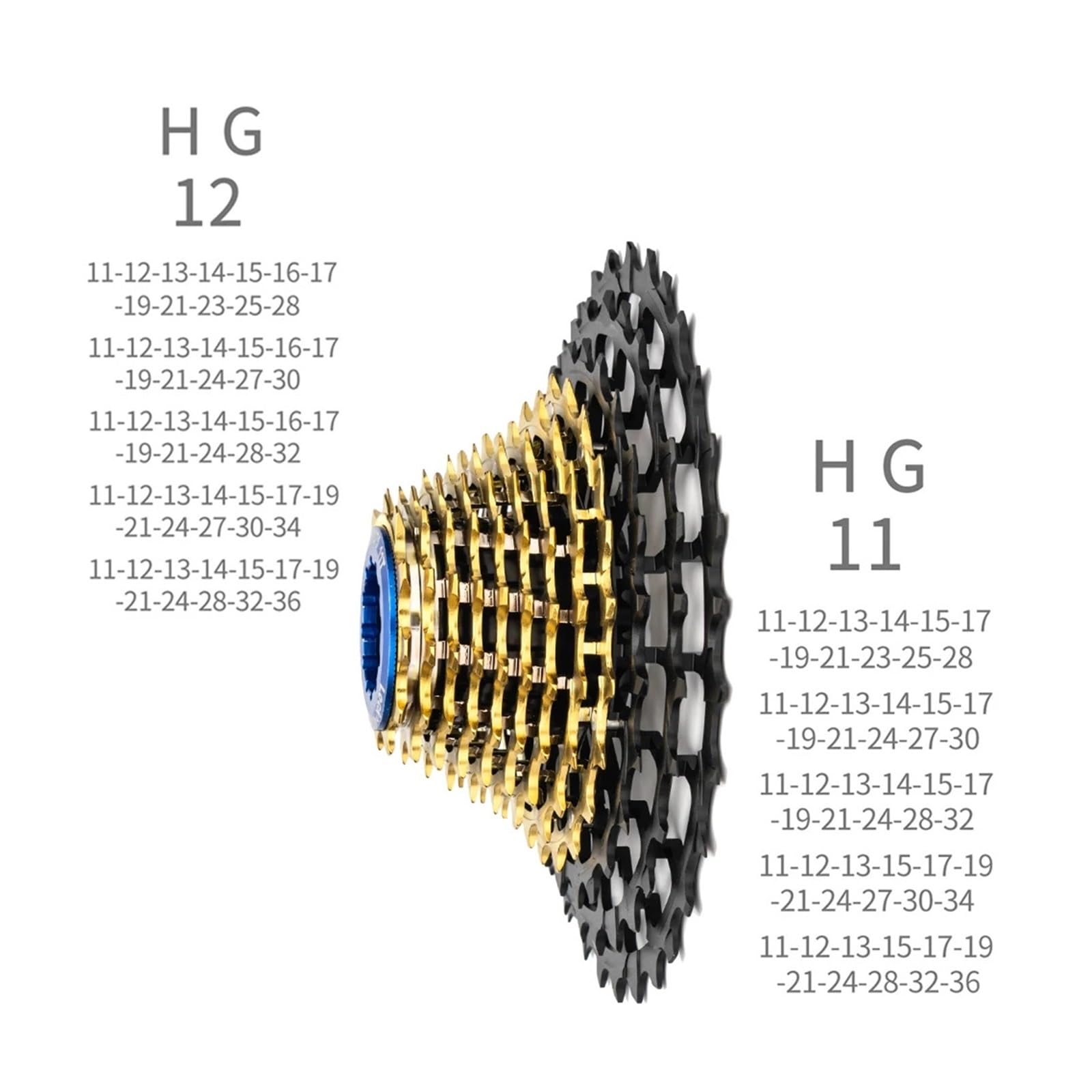 Cassette de vélo HG ultralégère à 11 12 vitesses, pignon 11-28T 11-36T | Option de finition dorée, pièces de rechange for cyclisme à plusieurs gammes de vitesses