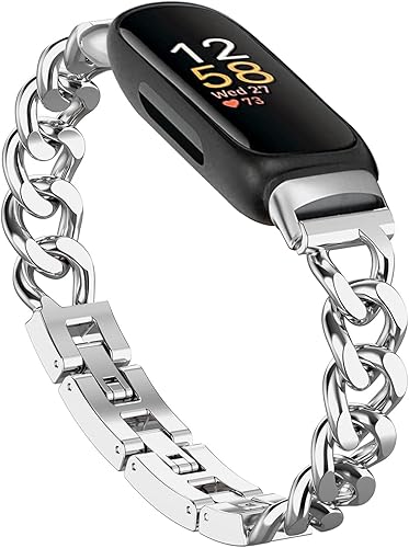 Bandas geniales para Fitbit Inspire 3 bandas para mujer, correa de repuesto ajustable de metal de acero inoxidable compatible con Fitbit Inspire 3