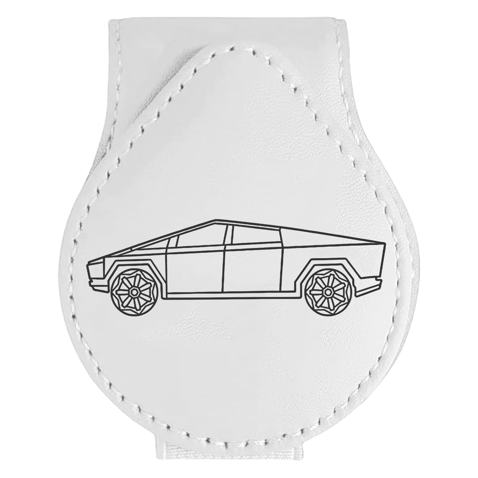 Cybertruck Sunglass Holder Clip Compatible with Tesla Cybertruck 2024 2025 Interior Accessories Organizer Leather Eyeglass Hanger Visor Ticket Card Cyber Truck Decor Sunglasses Holders Part (White)