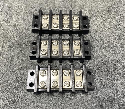 Pack of 3 UL Recognized Marine Terminal Block 4 Gang 600V 30A 22-10 AWG 14mm Pitch w Nickle Plated Brass Contact and Stainless Steel Screw