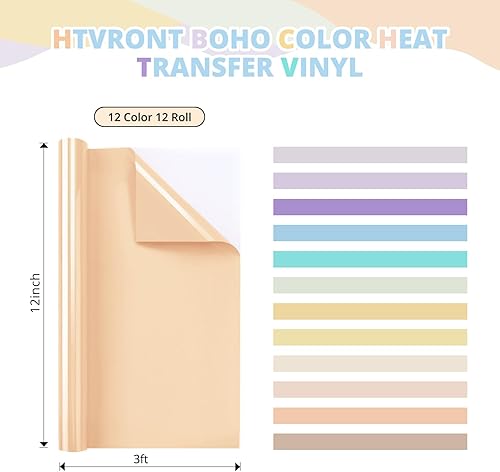 Miniatura 40 de HTVRONT - Rollo de vinilo termotransferible, 12 in x 8 ft, para diseños en camisetas, fácil de cortar y despegar, para planchar y máquinas Cricut