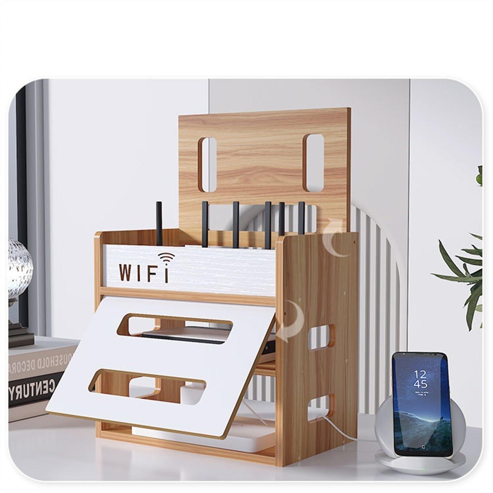 Caja Organizadora Cables Caja de almacenamiento de enrutador wifi inalámbrico, decodificador de gato ligero, mueble de TV de madera, colocación de objetos, estante, artefacto, cable enchufable Cajas d