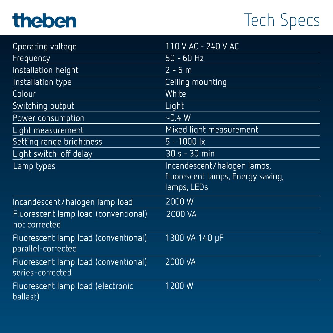 Theben 2090200 thePiccola P360-100 DE WH Mini-Präsenzmelder PIR