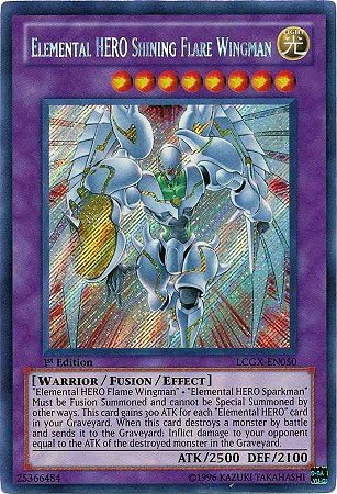 Konami YuGiOh Legendary Collection 2 Single Card Elemental HERO Shining Flare Wingman LCGX-EN050 Secret Rare