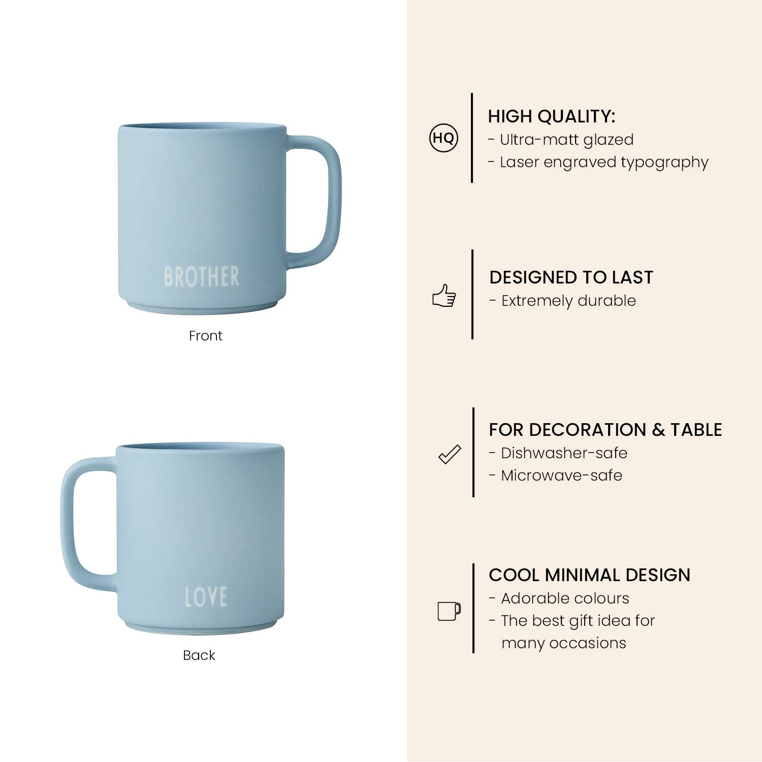 Design Letters Favourite Coffee Cup with Handle, Blue - Image 3