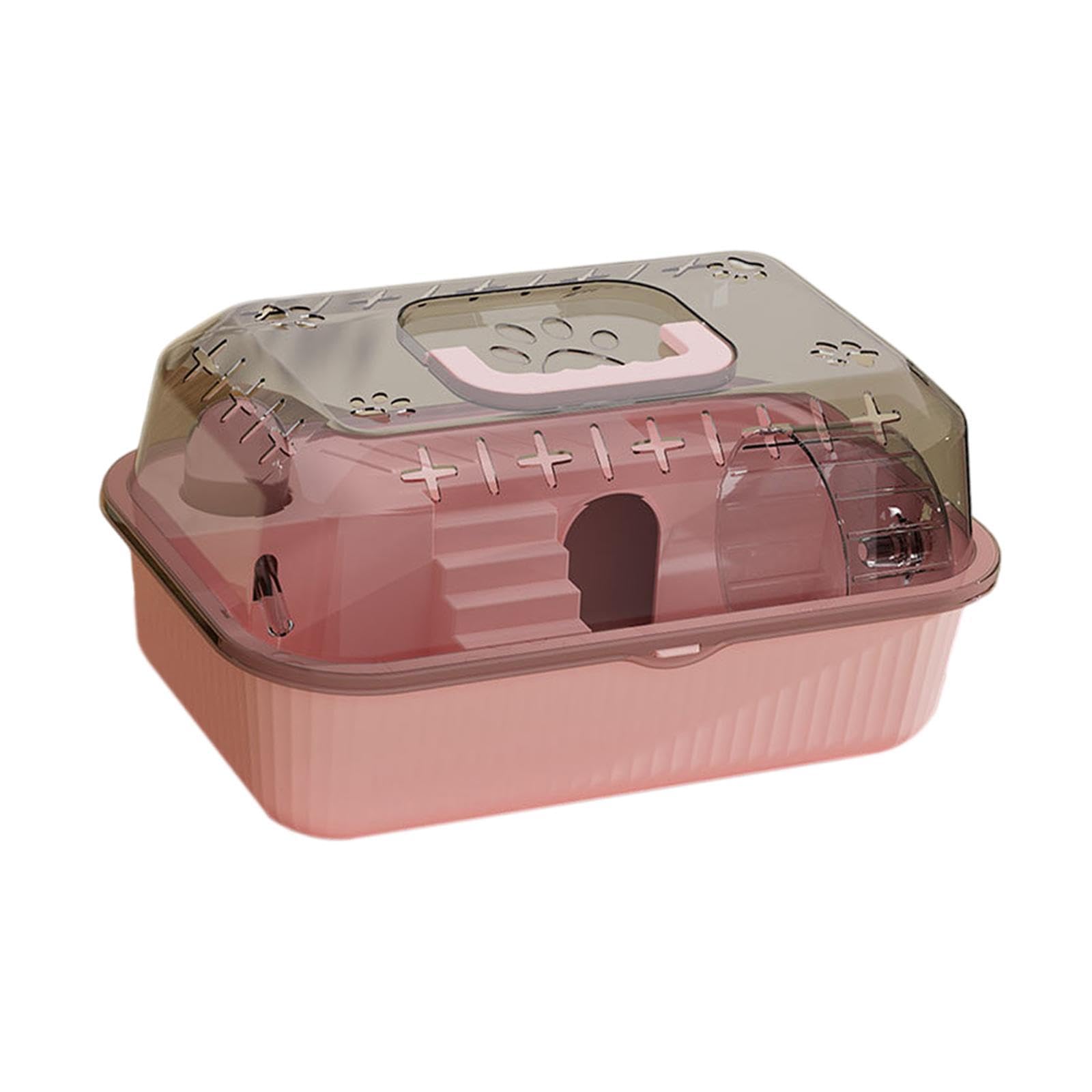 LOVIVER Petit conteneur pour Animaux de Compagnie, boîte de Transport pour Hamster, Cage Portable pour gerbilles, Rats, Planeur de Sucre, Lapin, cochons, Rose