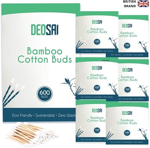 600 Premium Bamboo Cotton Buds 100 Biodegradable and Plastic Free
