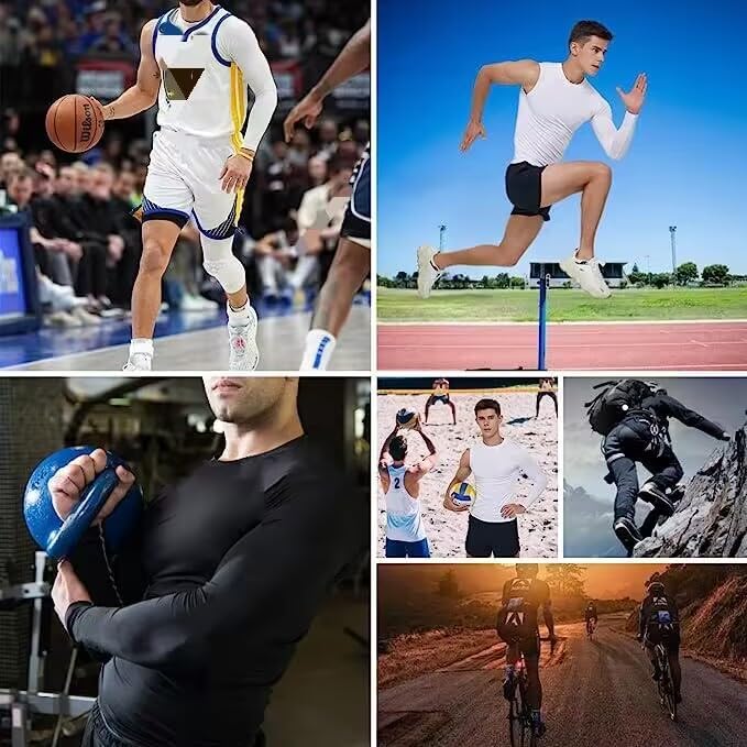 Men's Compression Shirts Single Arm Long Sleeve Basketball Athletic Workout Shirt Tops Baselayer Undershirt - Image 6