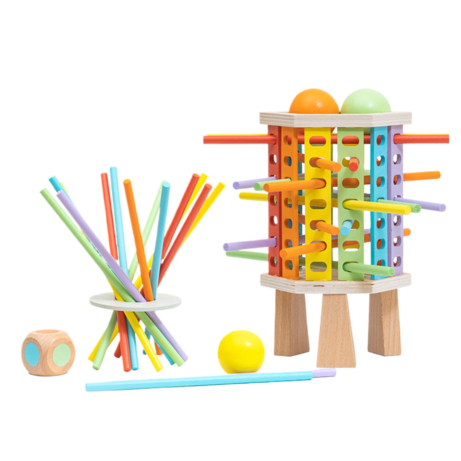 Amazon | Jinyilwn ウッドタワーゲームスティック、木製ボール