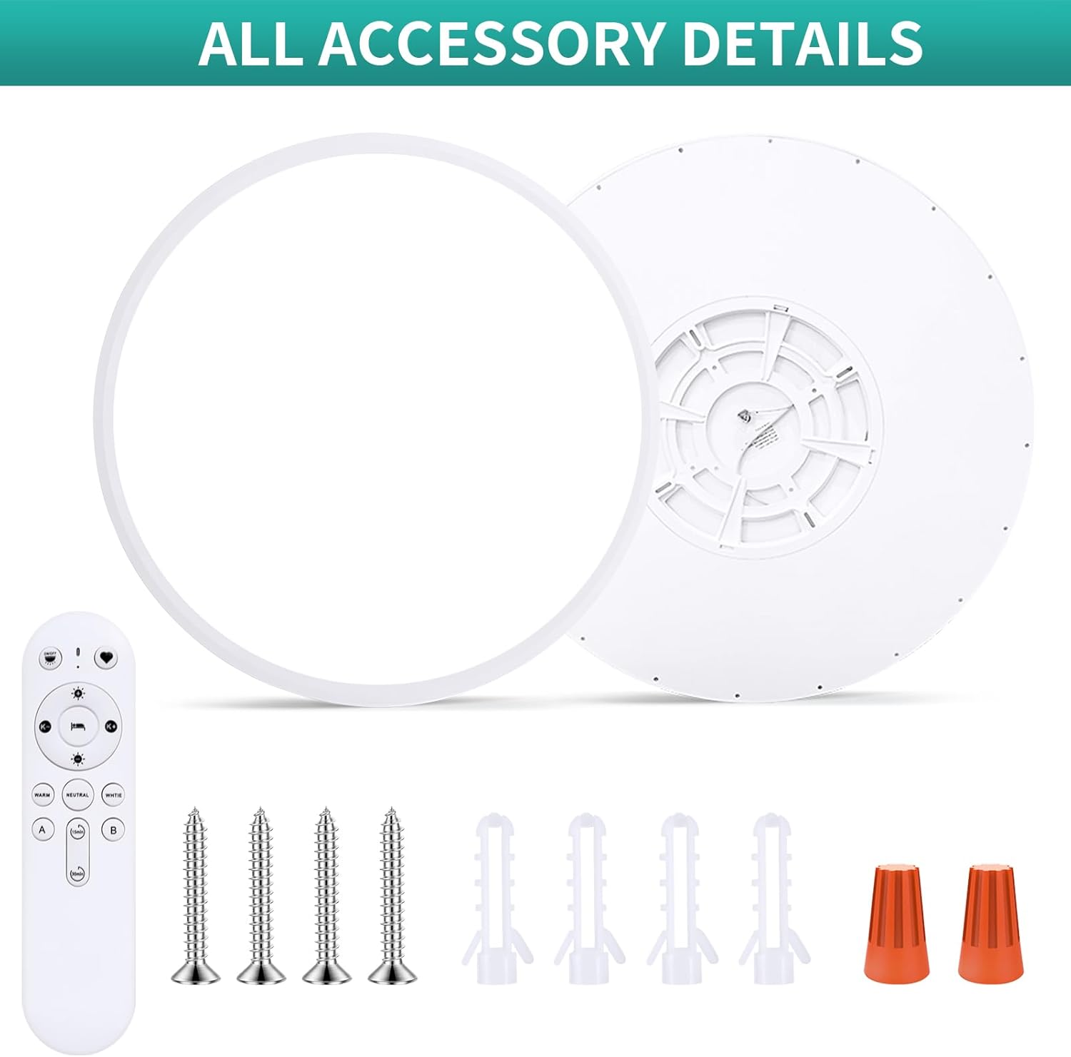 24 Inch LED Flush Mount Ceiling Light,56W Ultra-Thin Modern Round Light Fixture with Remote,Dimmable 3000K-6000K,White,5600LM,Memory & Night Light Mode for Bedroom, Kitchen,Living Room