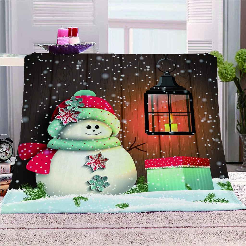 Couverture polaire en flanelle de Noël motif bonhomme de neige douce 150x200cm