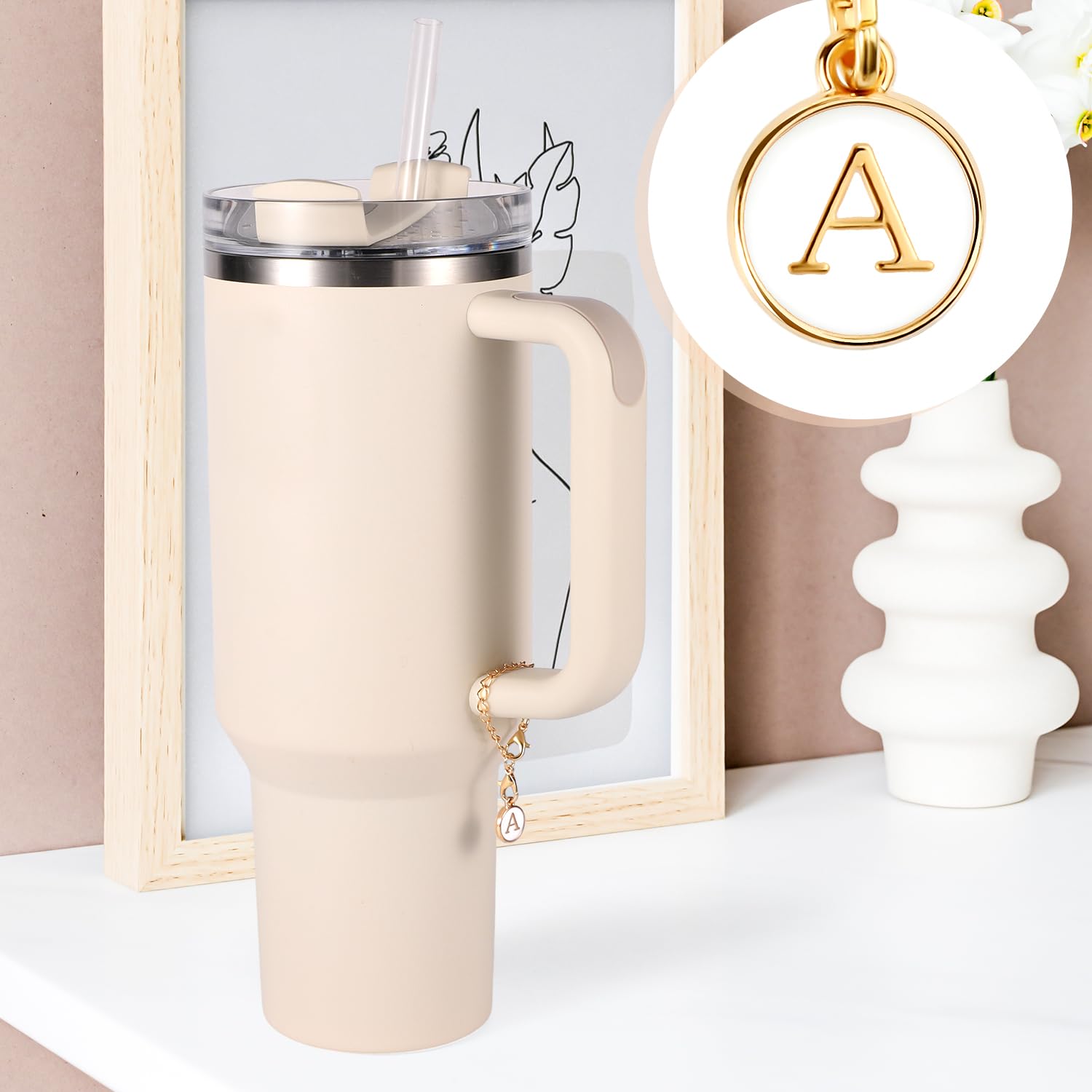 Buchstaben-Charms Für Stanley-Becher – Personalisierbar, 2 Stück, Mit Karabiner, Dekorativ