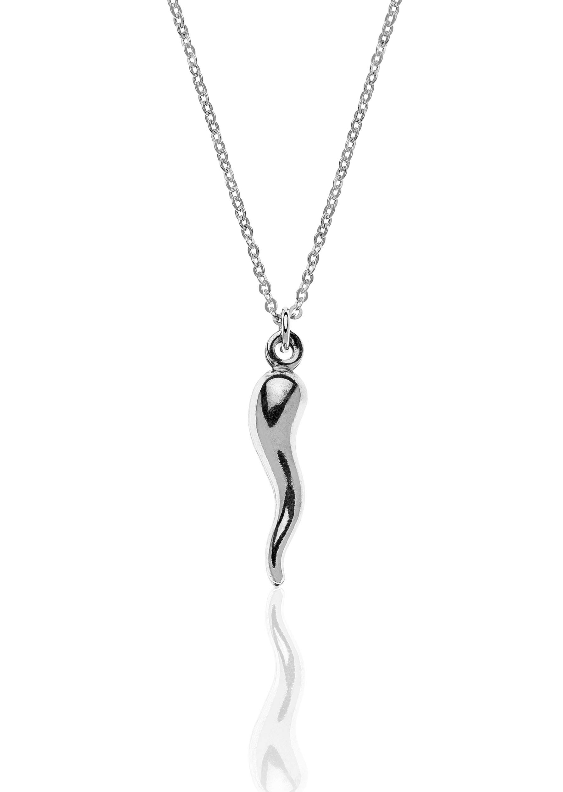Aka Gioielli® - Ciondolo Charm Corno Rosso in Argento Sterling 925 Rodiato Portafortuna per Donna