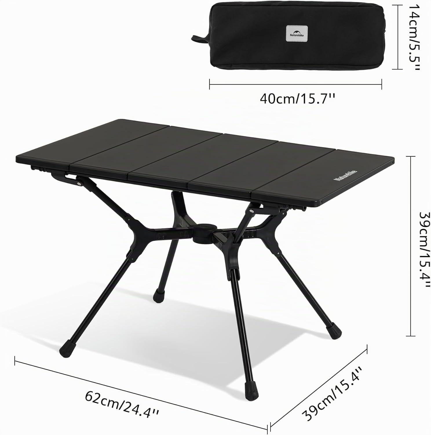 Naturehike Campingtisch Klapptisch aus Aluminium rollbar Camping Tisch klappbar Falttisch leicht für Picknick Party Garten Wandern Reisen Falttisch mit Tragetasche für