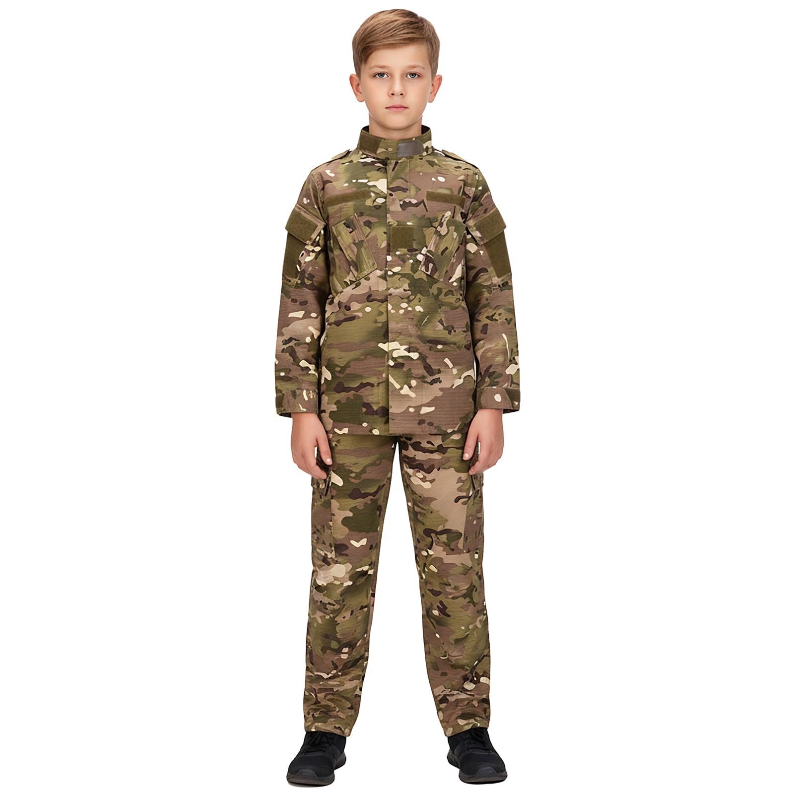 Dzieci Sport Odzież taktyczna Zestawy Kurtka i spodnie Airsoft Military Kamuflaż Wiosna Lato Jesień Piesze wycieczki Polowanie Camping Walka dla Chłopca Dziewczyny