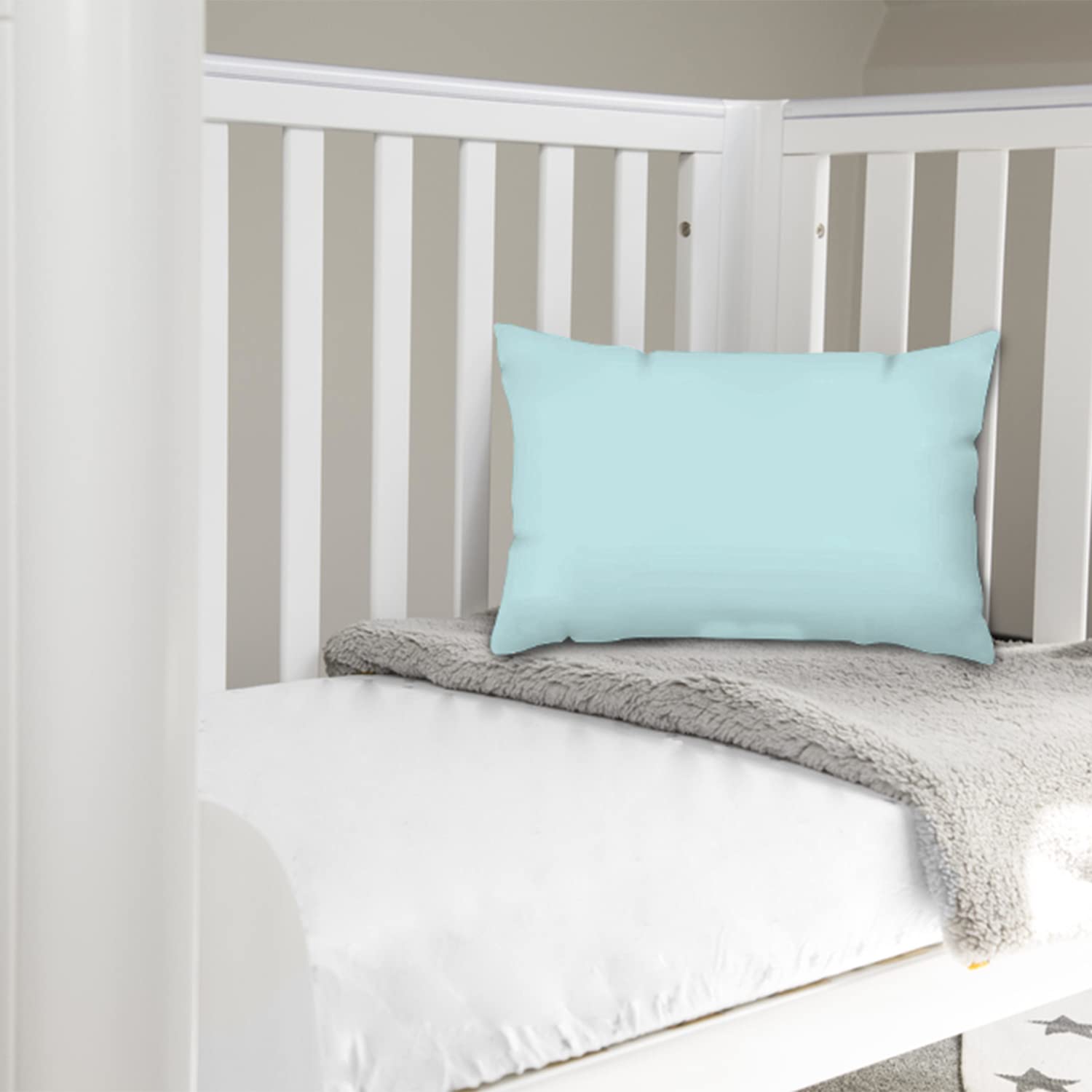 Pizuna Toddler Crib Pillow Cases 33x46cm Baby Blue, 2pc 400 Thread Count 100% Long Staple Cotton Luxurious Sateen Weave Baby Small Pillow Cases For Crib Bed By — view 40