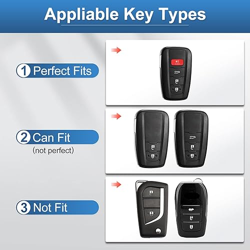 Miniatura 7 de YO&YOYE Compatible con funda de llavero Toyota con llavero de cuero protector para llave inteligente Fortuner Tundra Camry RAV4 Highlander Corolla