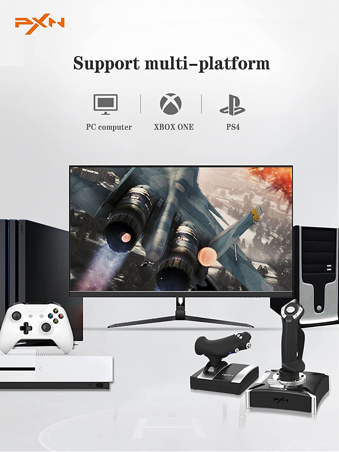 PXN 2119 PRO Vol Joystick Contrôleur avec Vibration pour Simulateur de Vol - Compatible PS4 / Xbox One Windows XP/Vista / 7/8 / 10 (Non Compatible avec Mac Systems)