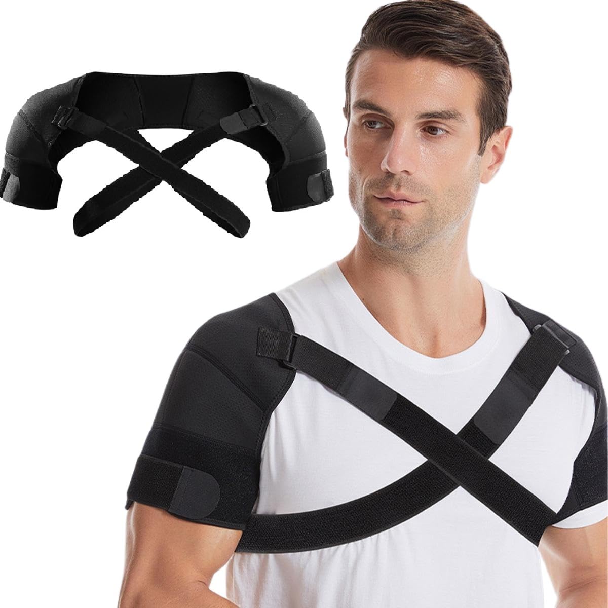 Amazon.co.jp: スポーツ 肩サポーター 両肩用 保温 肩こり解消 四十肩