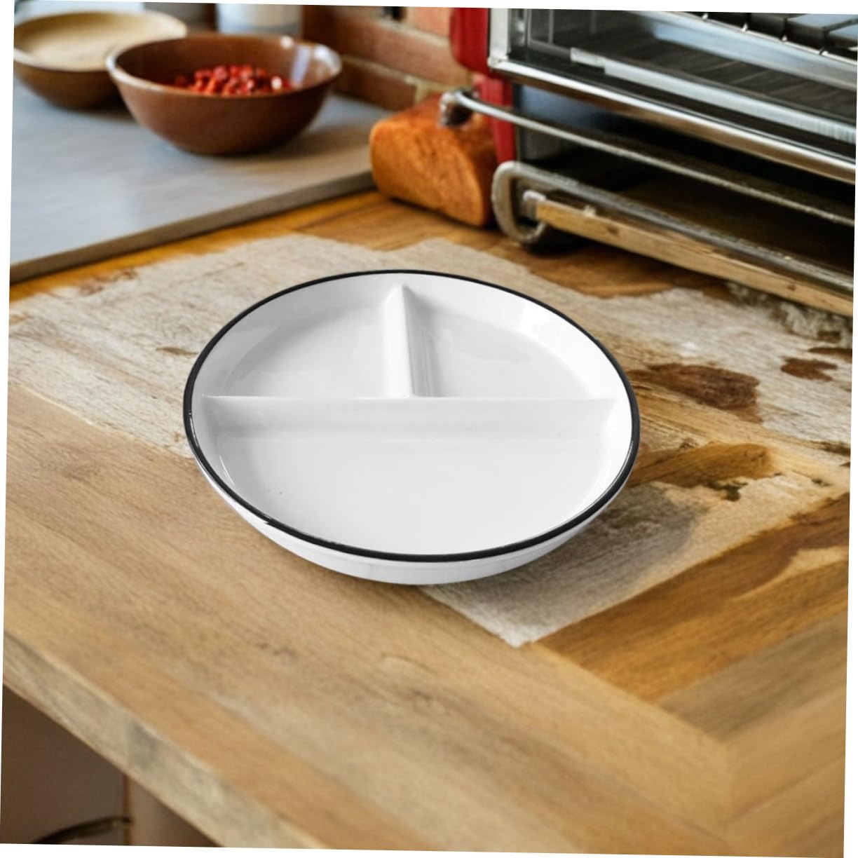 Assiette de Service Compartimentée en Céramique Blanche