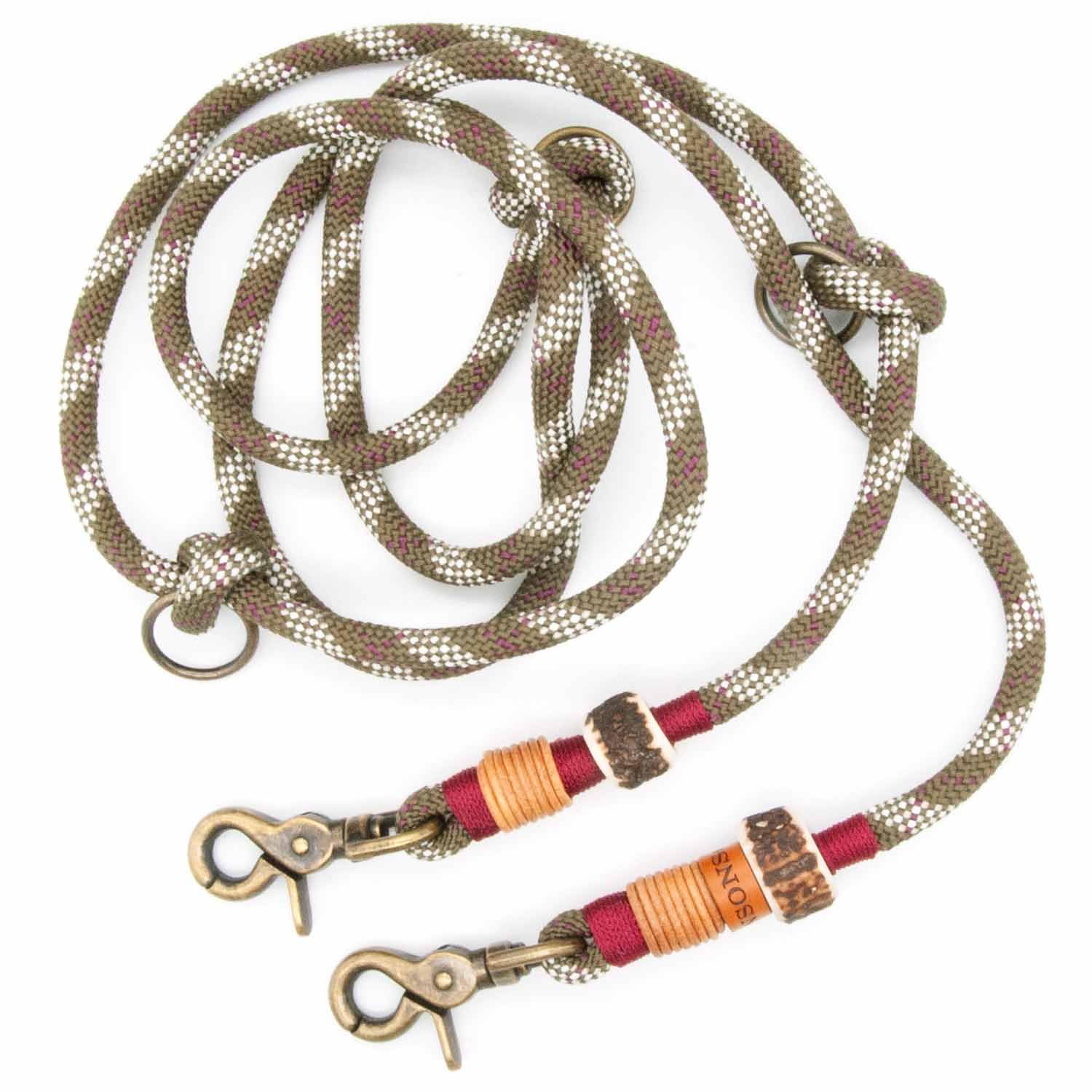 Hundeleine Highland Green | 2 m / 2,5 m / 3 m x Ø 8 mm verstellbare Führleine, handgefertigtes Design, robust, für kleine & mittelgroße Hunde – grün