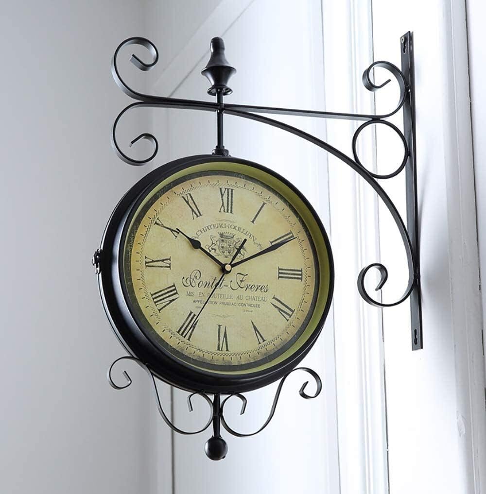 Classic Vintage Double Sided Wall Clock, Retro Paddington Station Wall Clock, Premium Metal Materials, Idustry Movement Accurate, with Waterproof Cover, Hanging Décor for Outdoor & Garden