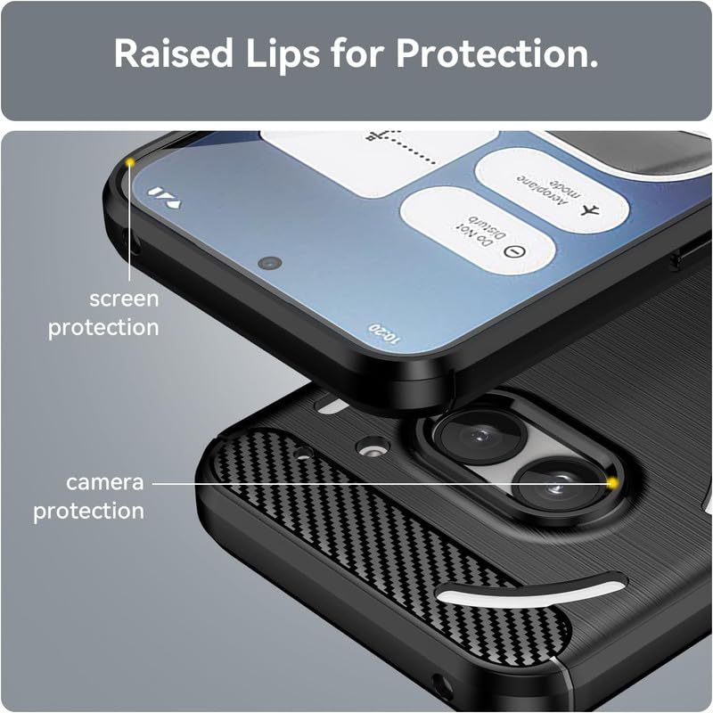 Image of NPRC Hybrid Ultra Slim Protective Case TPU Non-Slip Carbon Fiber Texture Shockproof Case Cover for Nothing Phone 2A - Black