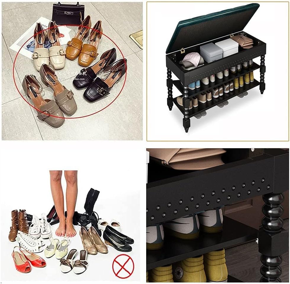 Banc à chaussures avec coussin confortable meuble bois 2 niveaux
