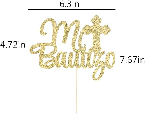 Miniatura 2 de PALASASA Decoración para pastel Mi Bautizo con purpurina dorada  Decoración para pastel de cruz de Dios Religioso que me bendiga  Primera Comunión