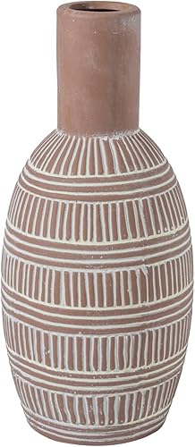 ALMA Handmade Terracotta Vase for Dried Flowers Only,Ceramic Vase for Pampas Grass, Ideal Boho Vase for Rustic Home Decor,Mantel,Shelf Decor,Fall