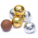 Gold and Silver Chocolate Balls - Foiled Premium Solid Milk Chocolate Balls, 1 Lb-Approx 80 Pcs