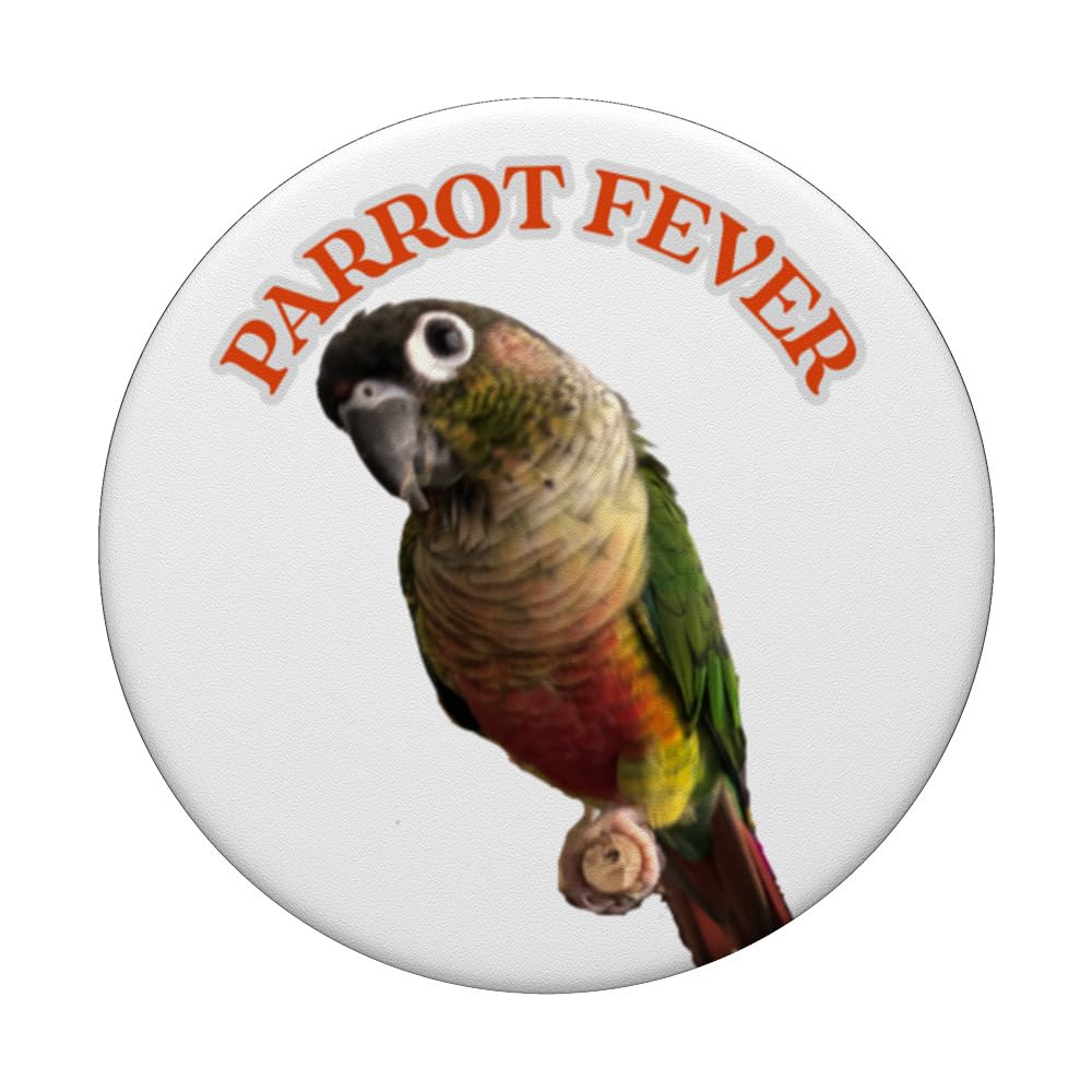 Parrot Fever Green Cheek Conure Bird, Graphic design PopSockets Swappable PopGrip, Black - Image 3