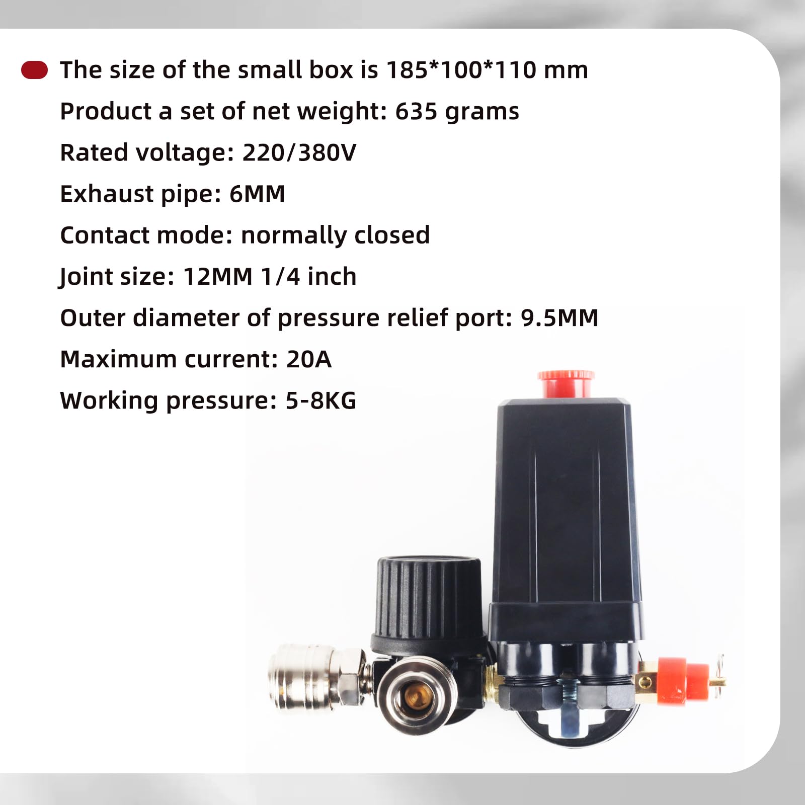 Regolatore di pressione con interruttore di pressione, regolatore d'aria, compressore, regolatore di pressione, interruttore di pressione IG 1/4, valvola di controllo 220 V, ricambio con attacchi