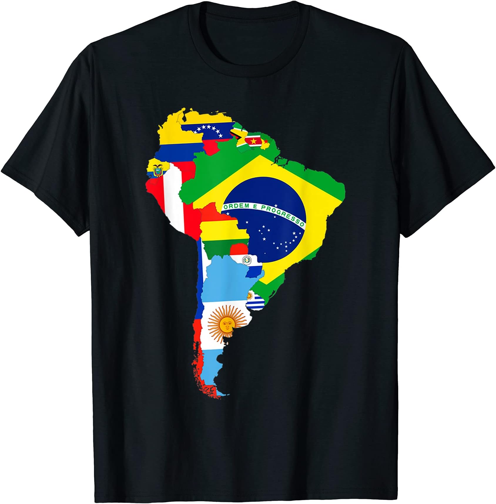 Latino South American Hispanic Flag Apparel CoLatin South America Continent Map Flags T-ShirtOEKO-TEX STANDARD 100