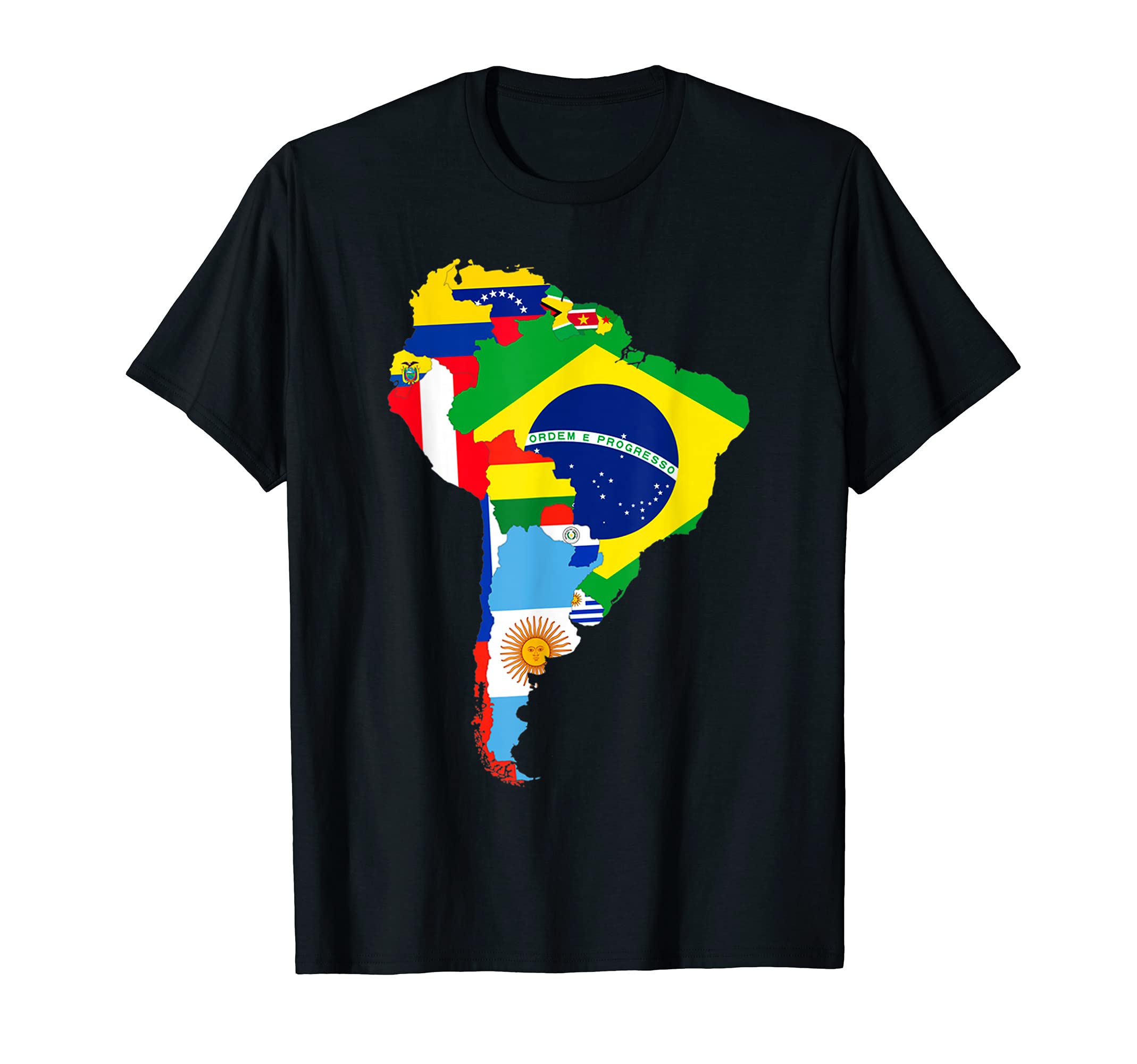 Latino South American Hispanic Flag Apparel CoLatin South America Continent Map Flags T-ShirtOEKO-TEX STANDARD 100