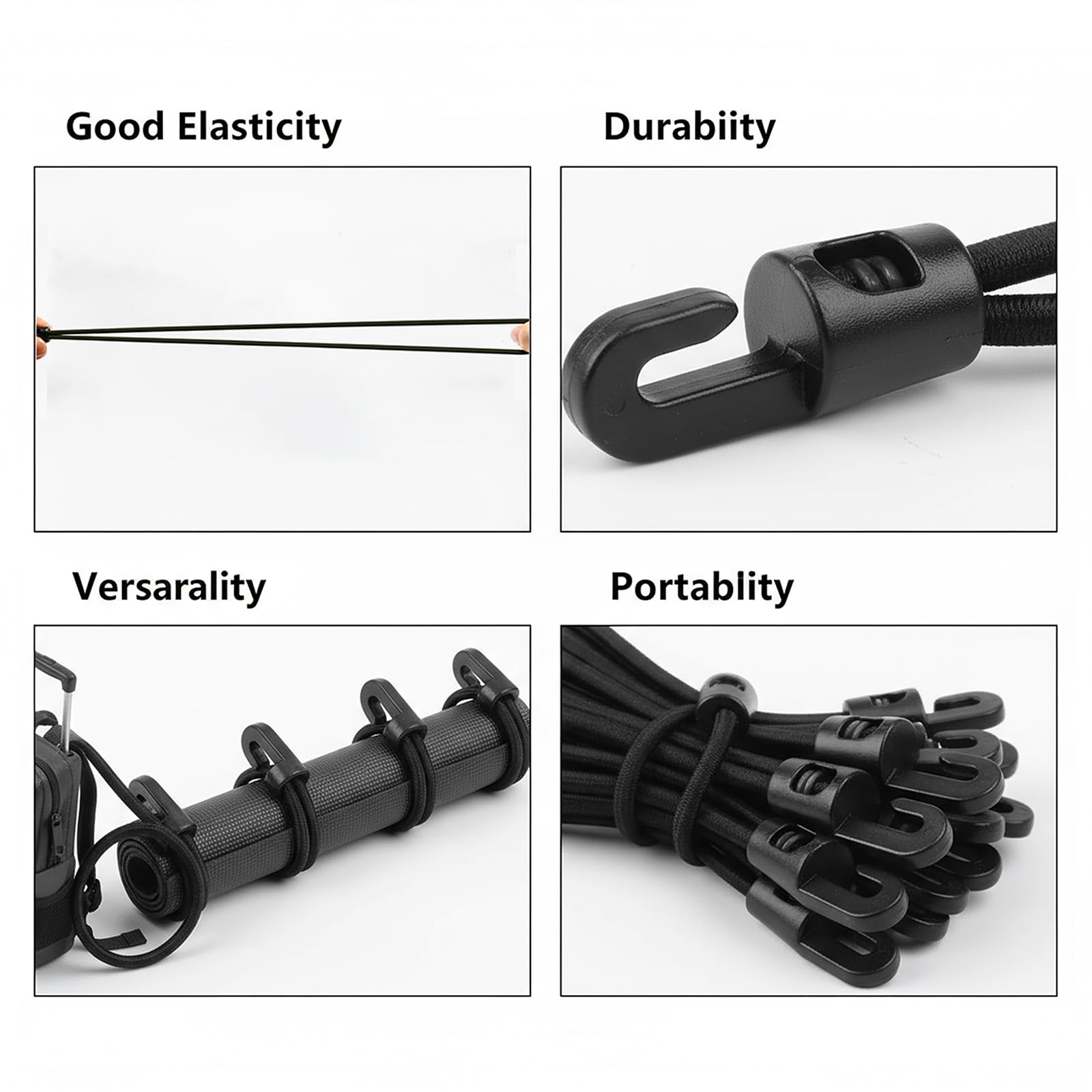 25 Elastici Con Gancio Di Fissaggio Da 10 Cm, Tenditori In Gomma Con Gancio Nero Per Teloni Da Campeggio, Bagagli, Tende, Rimorchi, Striscioni E Altro Ancora