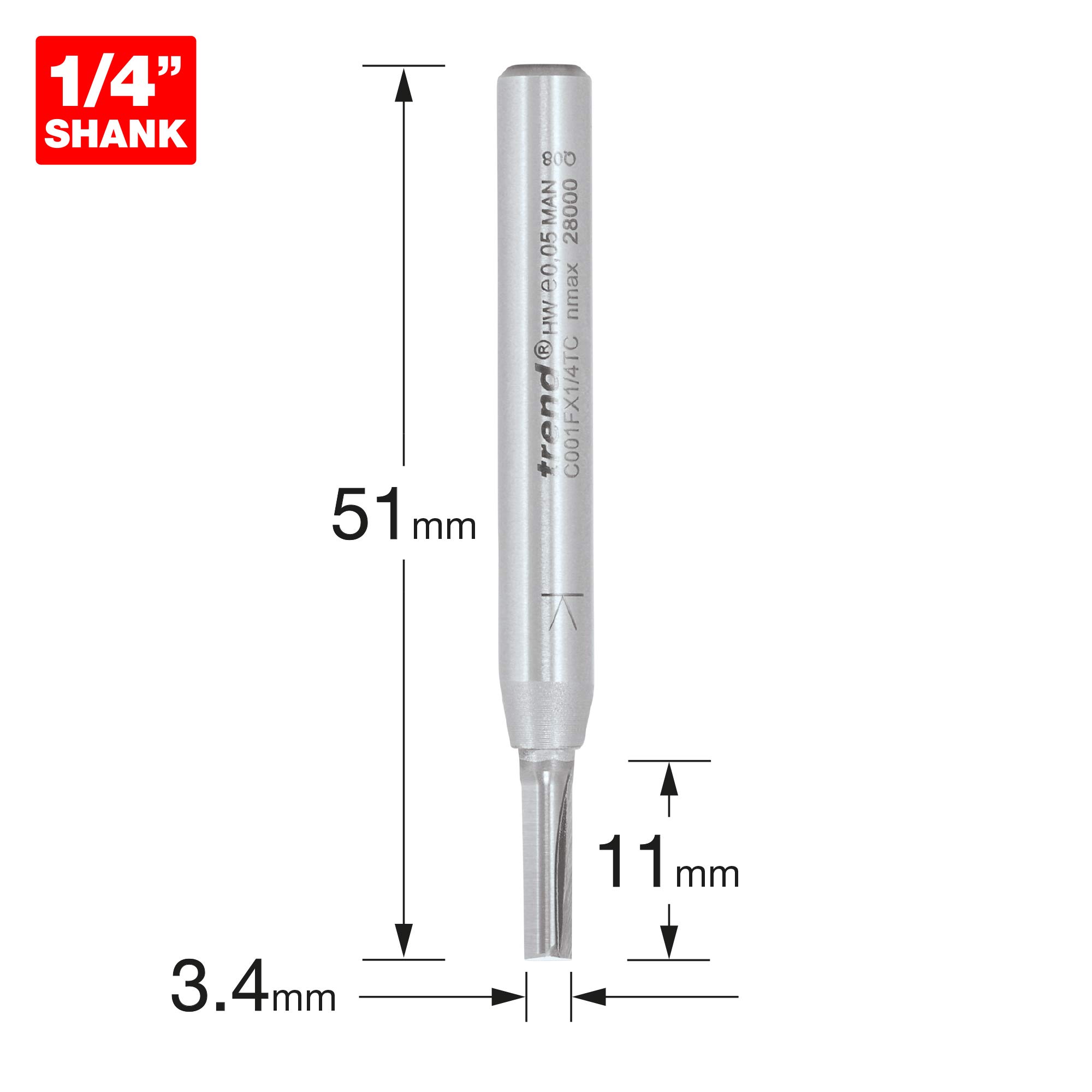 Trend CraftPro Dowel Drill Router Cutter, 1/4 Inch Shank, 16mm Cut Diameter & 19mm Cut Length, Tungsten Carbide Tipped, C177X1/4TC - Image 2