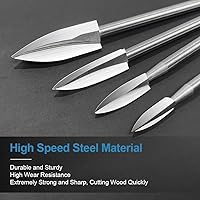 Vista 4 de Herramientas de tallado de madera para herramienta rotativa, 5 piezas de herramientas de carpintería HSS Juego de brocas de grabado