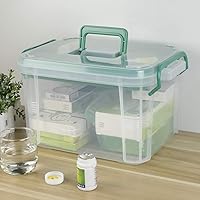 Vista 4 de First Aid Kit Container, Clear Organizer Box, Medicine Storage Organizer