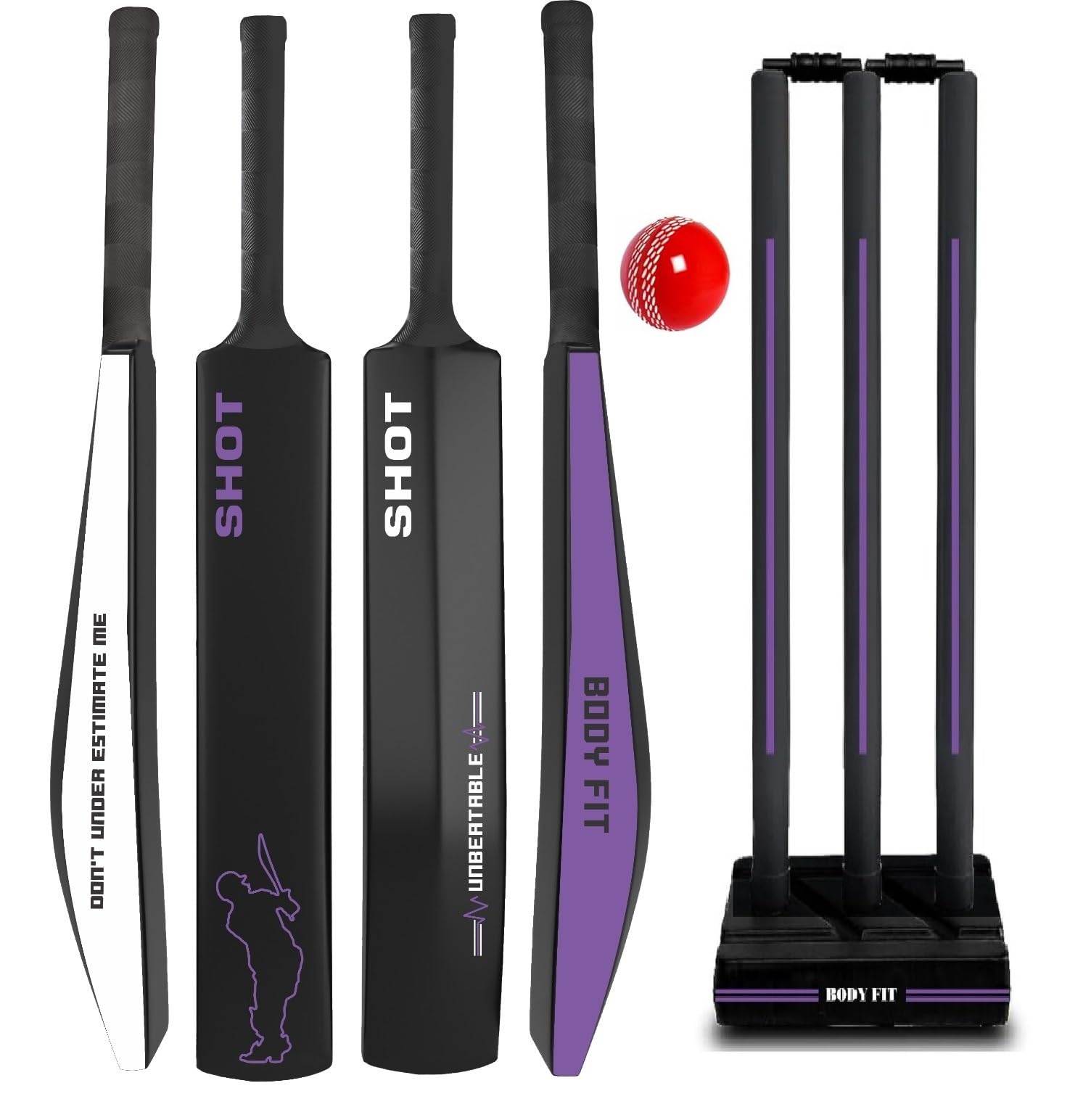BodyFit Plastic Cricket Set with Bat, Stumps and Ball, Shot Purp. | Complete Cricket Kit, Includes Wicket Stand, Shot Purp Design, For Outdoor Play-picture-11
