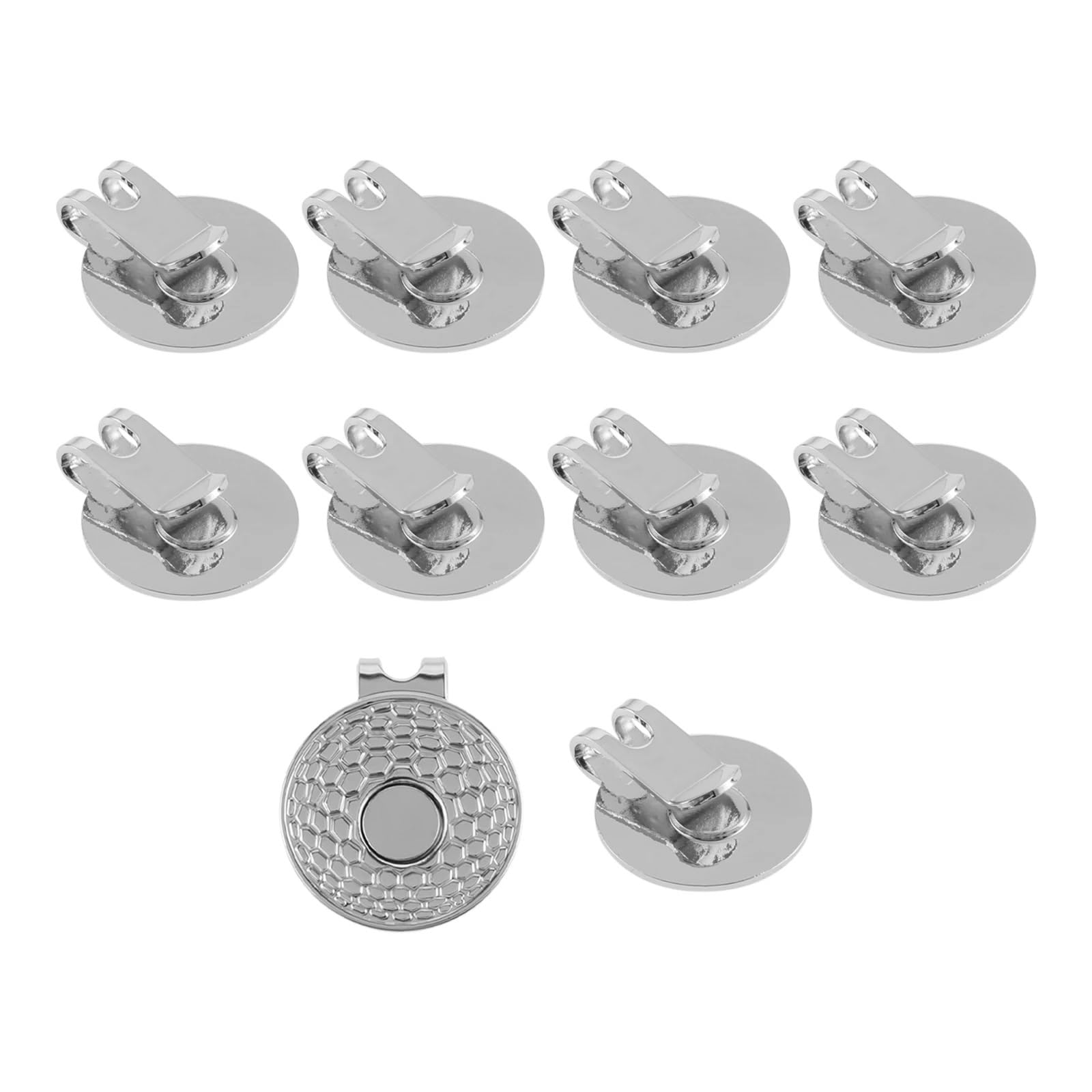 Golfballmarker 10 Teile 25mm Zinklegierung Golf Hut Clip Magnetische Cap Clips mit Magnet Ball Marker Putting Green zubehör Silber