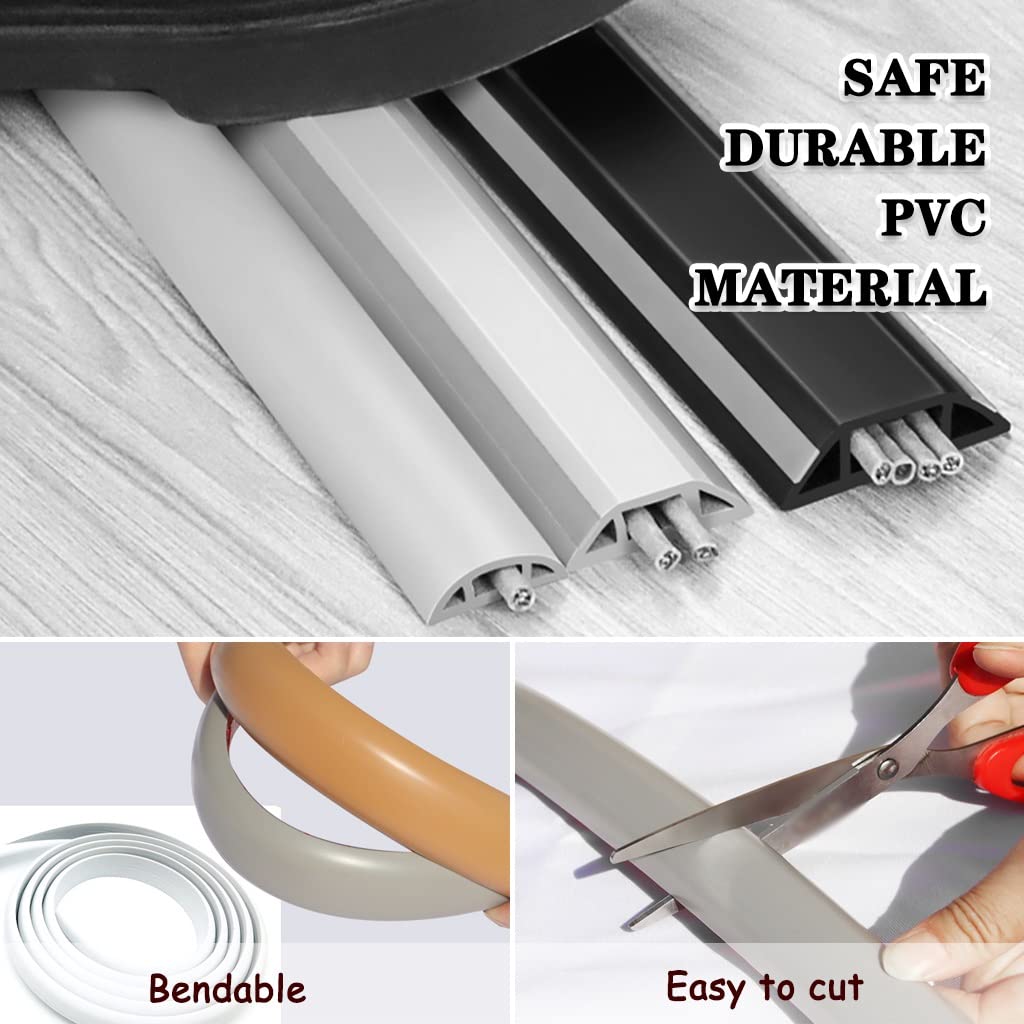 Canaleta de Suelo para Cables Gestión De Cables De Suelo, 2 Cm De Ancho Canaleta Pasacables para Suelo Fácil De Instalar, Cubierta para Cable De Piso De PVC Suave Y Duradero (Color : Red Color, S :