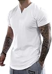 JMIERR Men's Short Sleeve T Shirt Casual V Neck Longline Shirts Summer Athletic T-Shirts Beach Tees