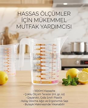 ok Ama l  Dereceli  l  Kab  1000ml - Un,  eker S v  ve Kat   l ekli Hazne Ergonomik Ma rapa