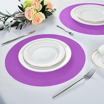 Medium Orchid Placemats Round, Table Mats Round Washable, Dining Table Heat Resistant Pads, Placemat Outdoor