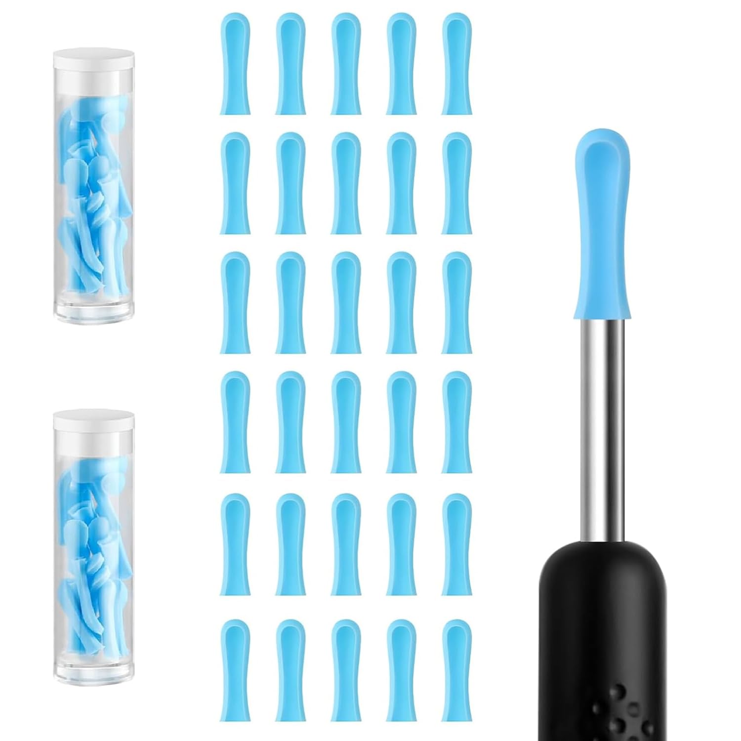30 PCS Silicone Replacement Tips for Ear Wax Cleaner,Universal Ear-cleaning Sleeve is Suitable for Both Regular Ear Scoops and Smart Ear Scoops,Safe and Easy to Clean (A:3.5mm*12mm)
