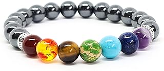 Kp KIREI PARIS BIJOUX PIERRES NATURELLES Natural Stone Bracelet, 7 Chakras and Haematite, 8 mm, Authentic French Brand, Handmade, Jewellery, stone, Hematite