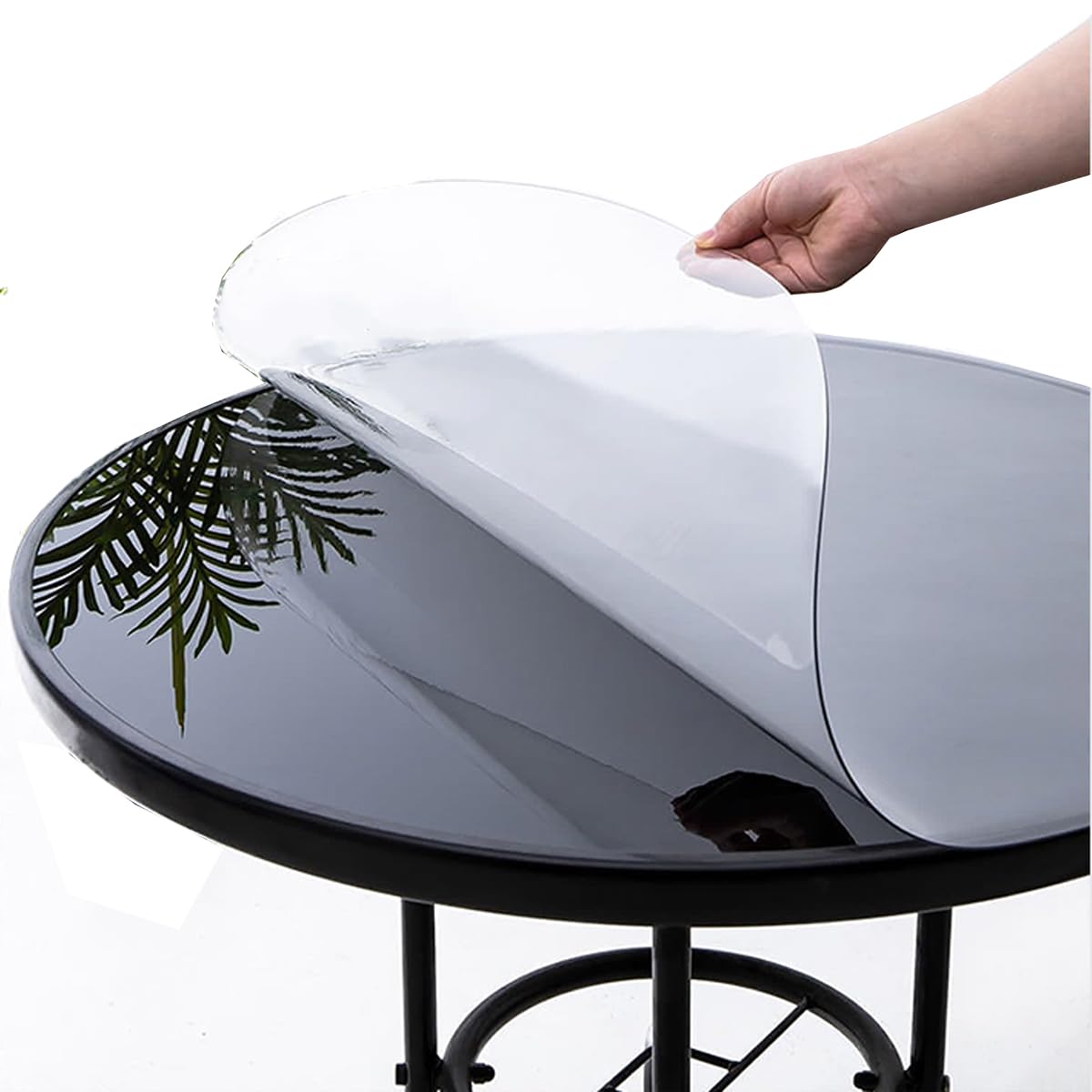Nappe de table ronde 110 cm transparente pour repas de famille en cuisine